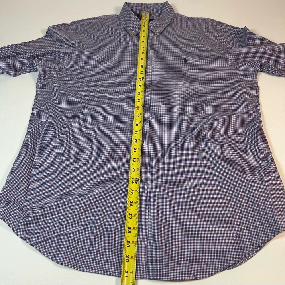 Ralph Lauren Long Sleeve Button Down Shirt Blue, Red and White Checkered Shirt L